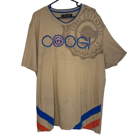 Coogi Flock Tan Embroidered Men's Size 3XL Short Sleeve T-Shirt - Picture 1 of 6